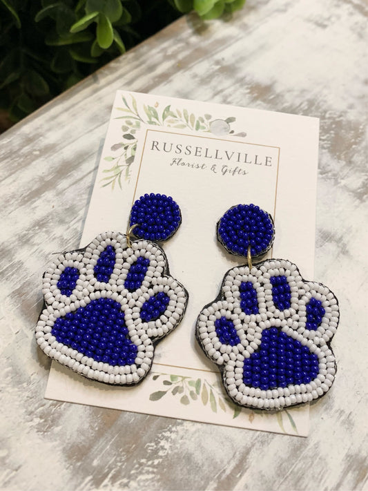 Blue & White Paw Print Statement Earring