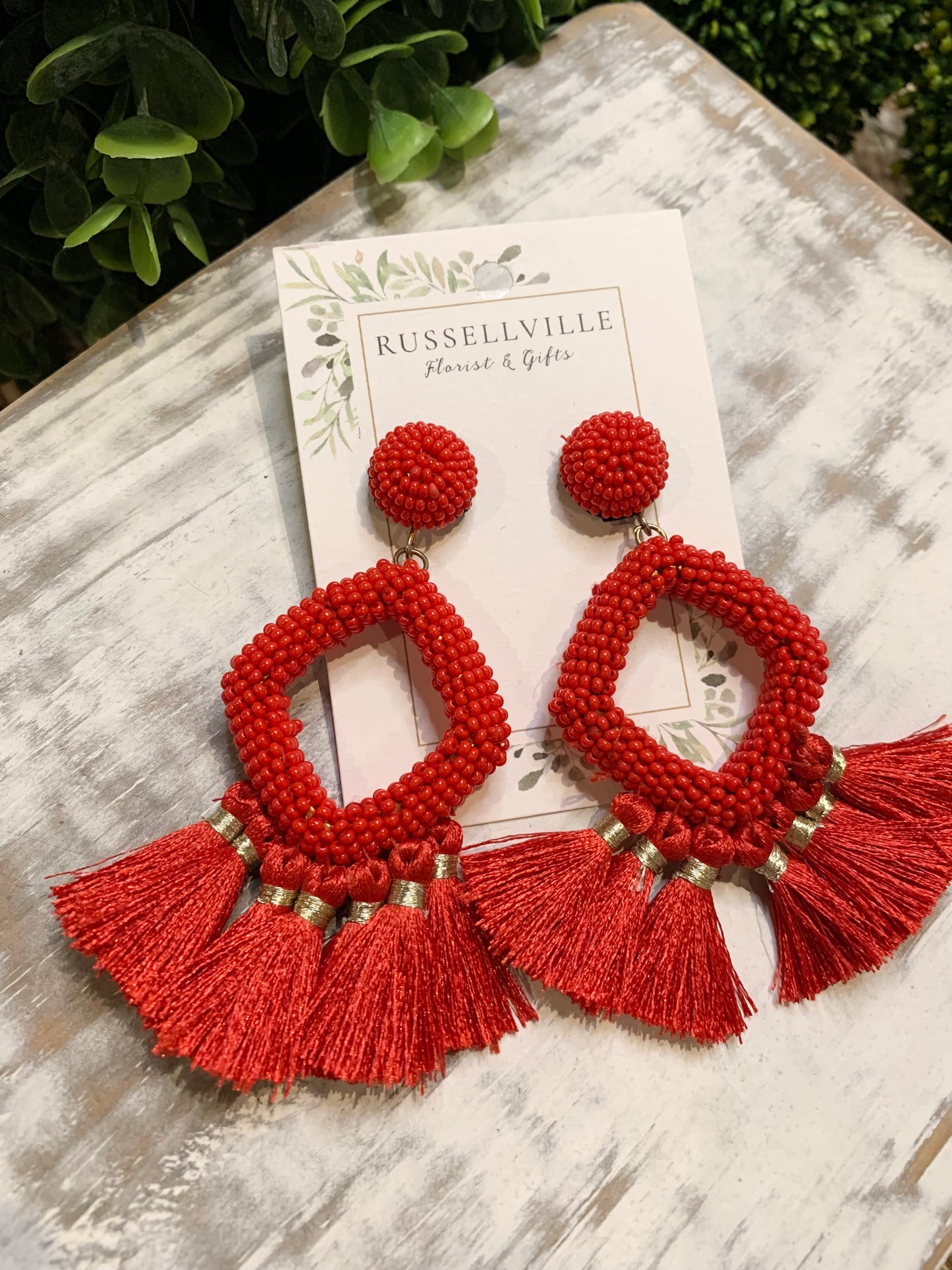 School Spirit Beaded Tassel Earrings