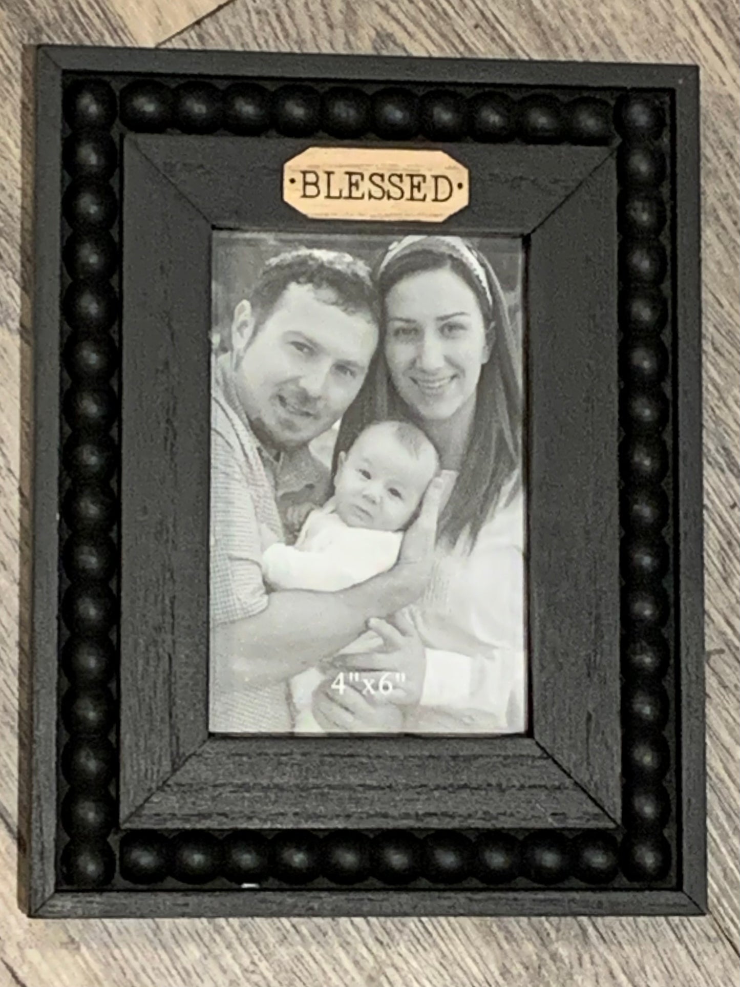 Black Wooden Beaded Picture Frame