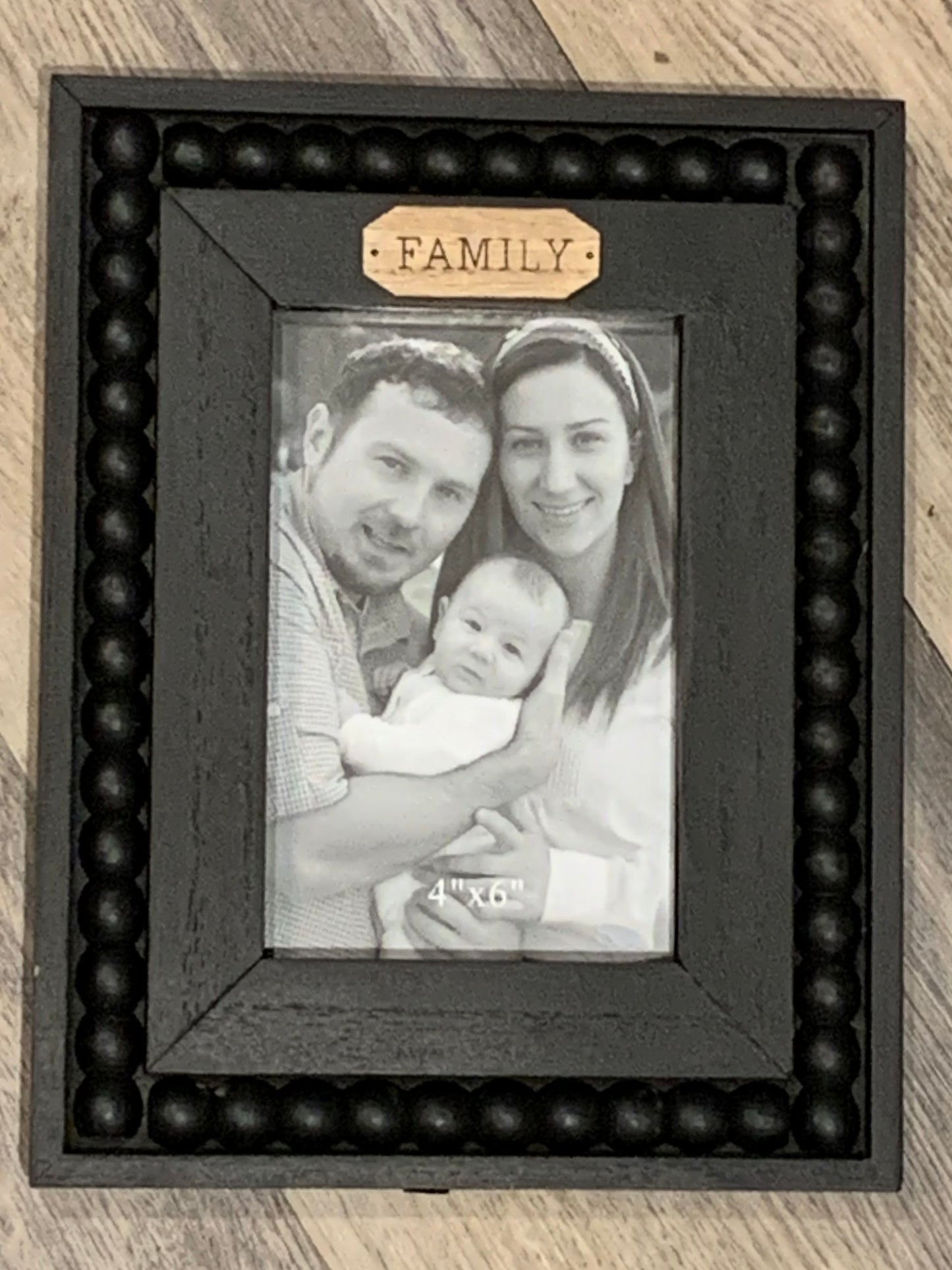 Black Wooden Beaded Picture Frame