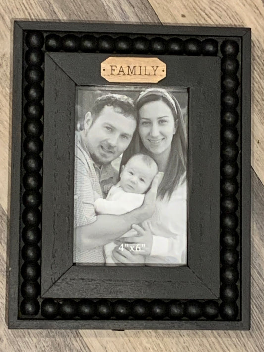 Black Wooden Beaded Picture Frame