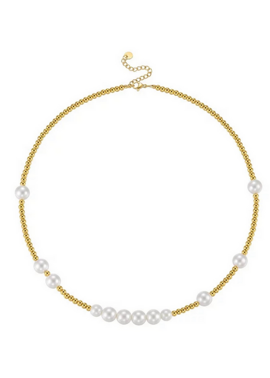 HJane Gold Beaded Pearl Necklace