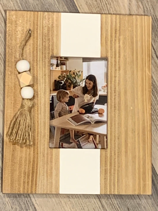 Wooden Beaded Picture Frame