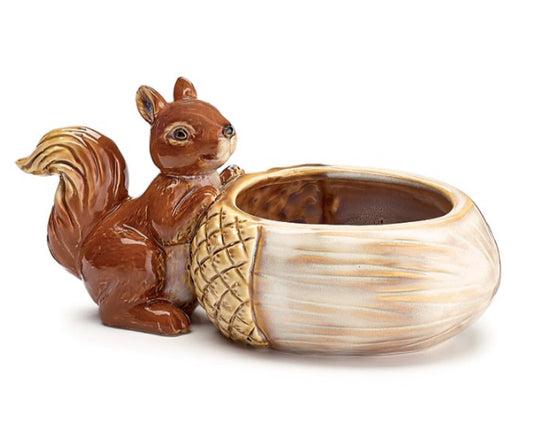 Squirrel And Acorn Porcelain Planter