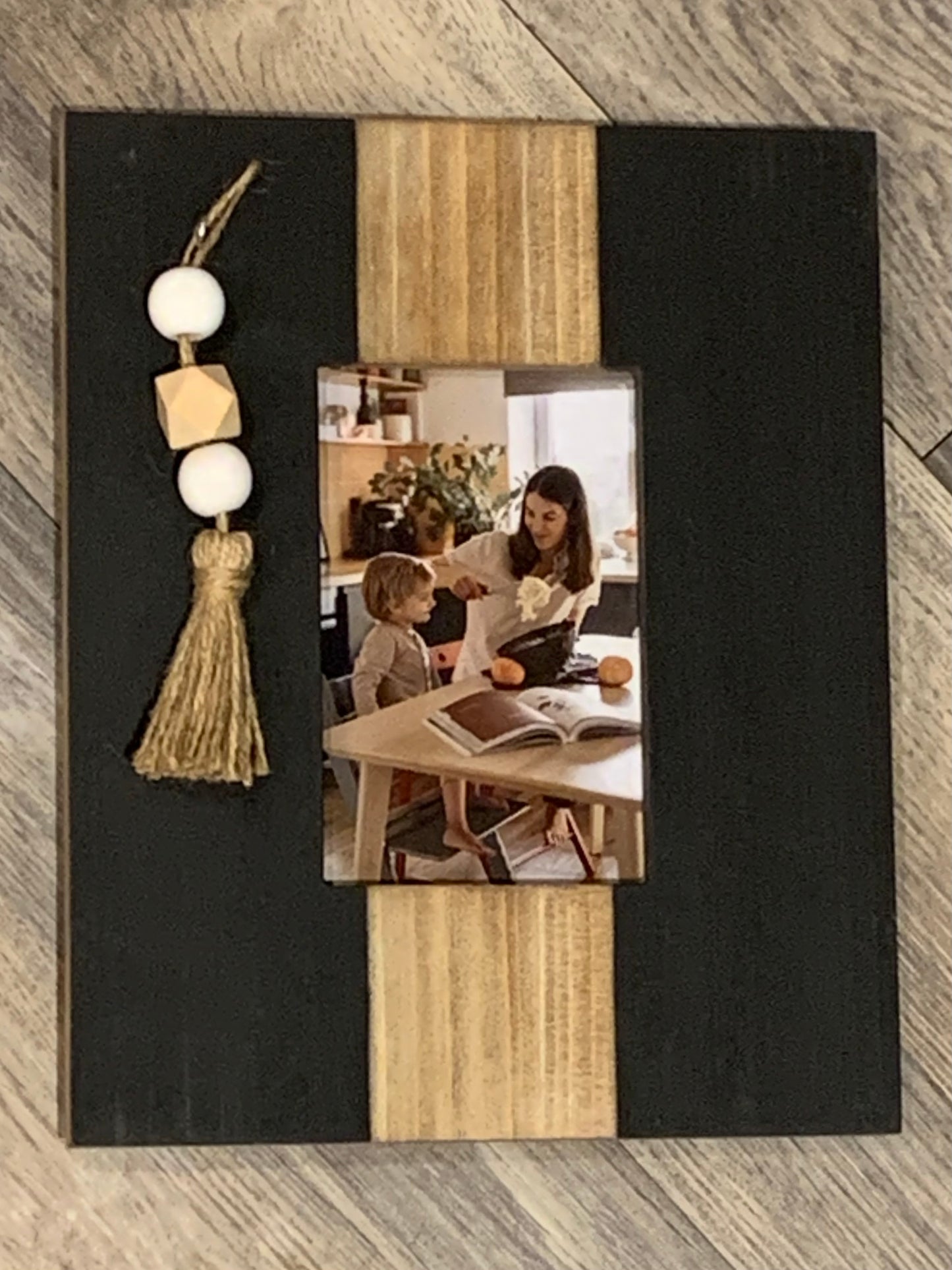 Wooden Beaded Picture Frame