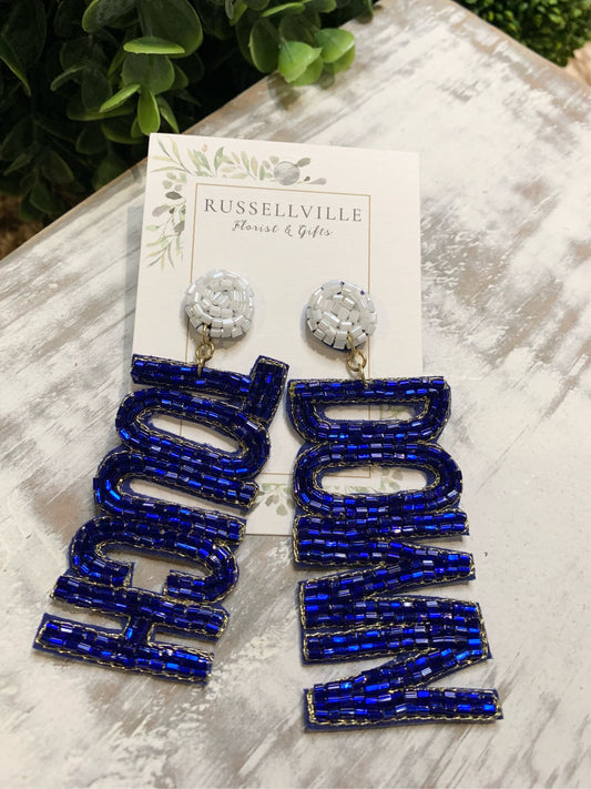 Blue & White Touch Down Statement Earring