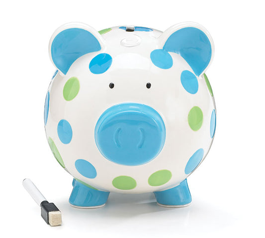 Blue Polka Dot Piggy Bank