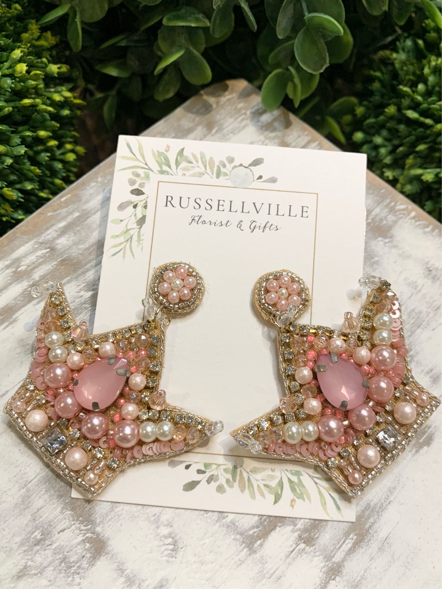 Pink Crown Statement Earring