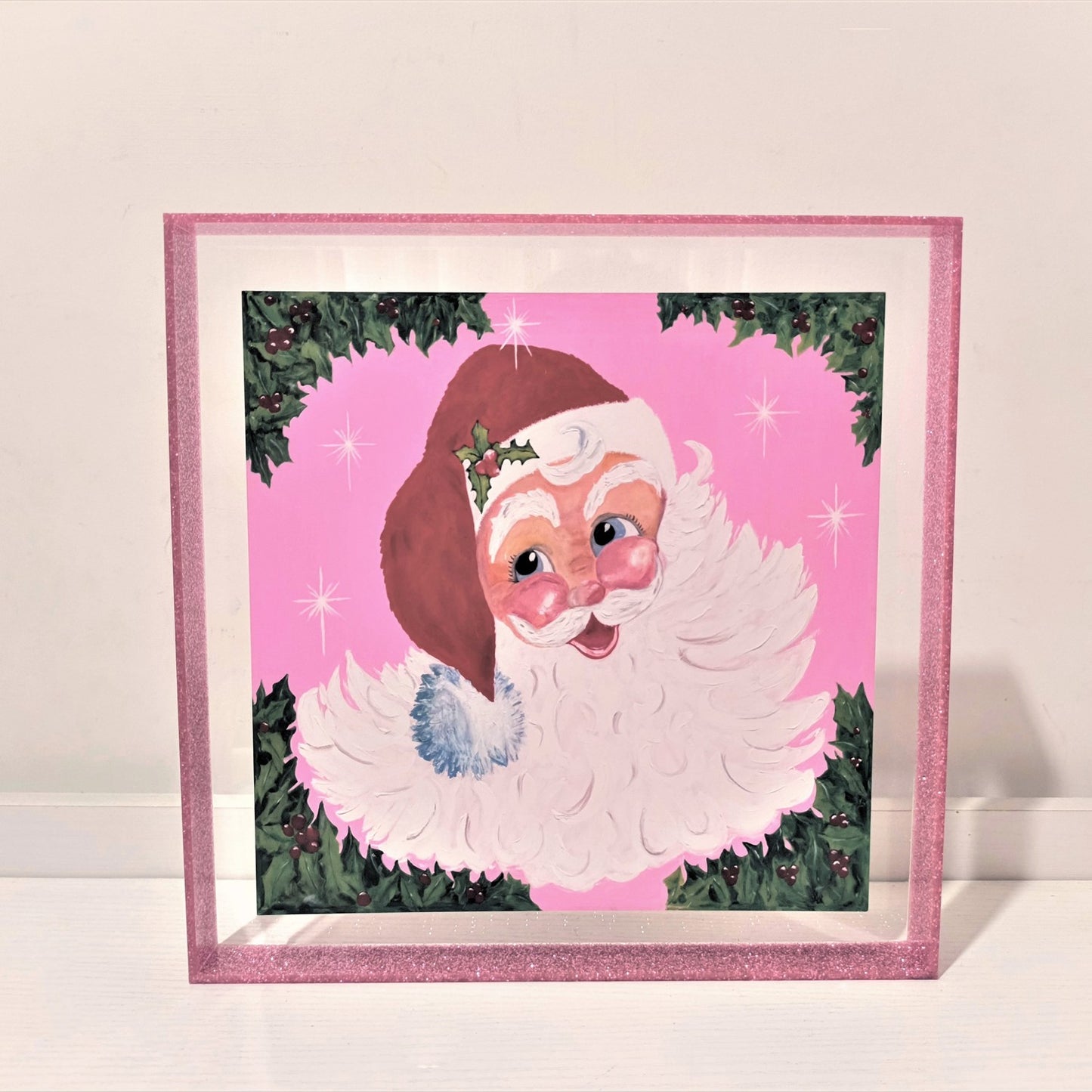 Pink Glittered Santa Claus Frame