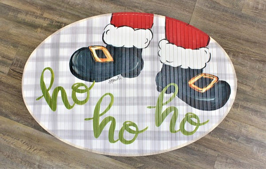 Oval Santa Feet Bamboo Floor Mat