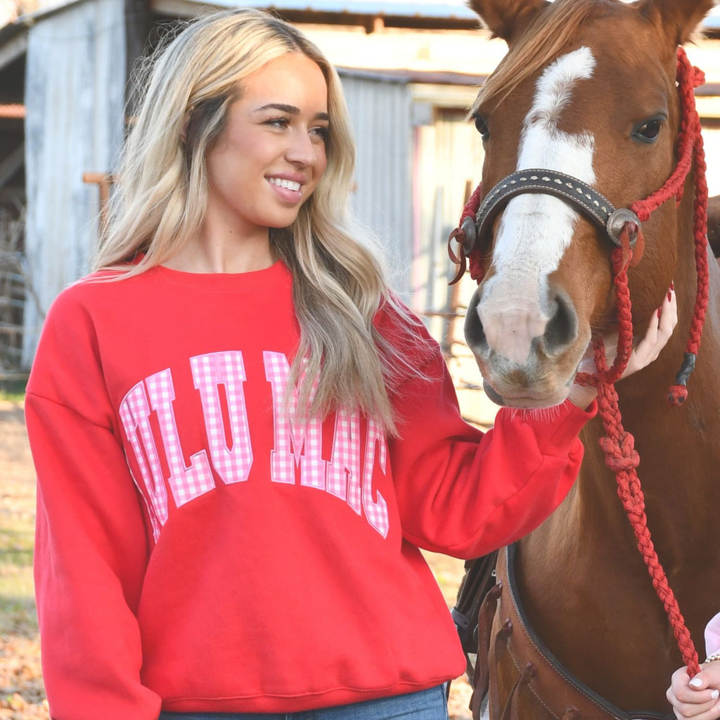 LULU MAC Red with Pink Gingham Sweatshirt