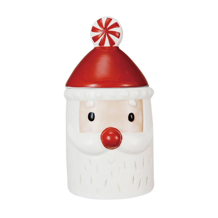 Peppermint Santa Cookie Jar