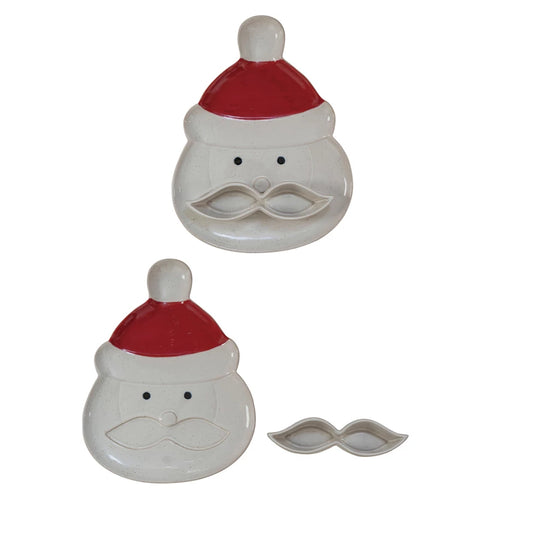 Stoneware Santa Plate with Dish